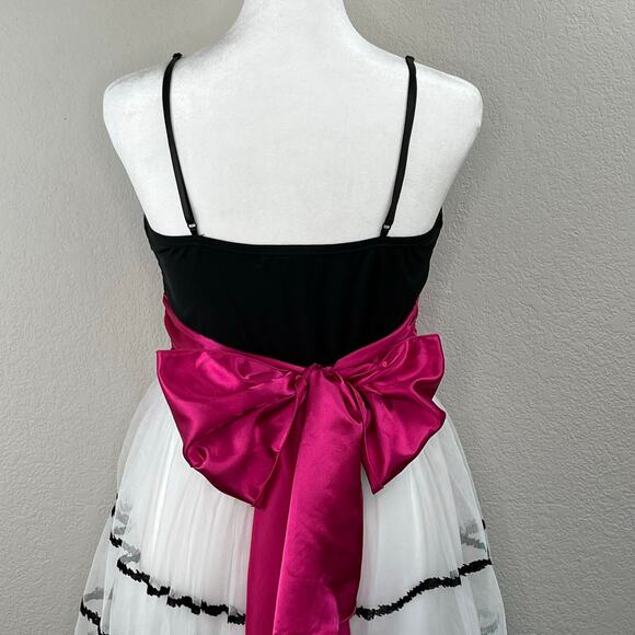 Trixxi White Black Pink Sparkle Glitter Sleeveless Tulle Party Mini Dress Jr Med - Picture 10 of 15